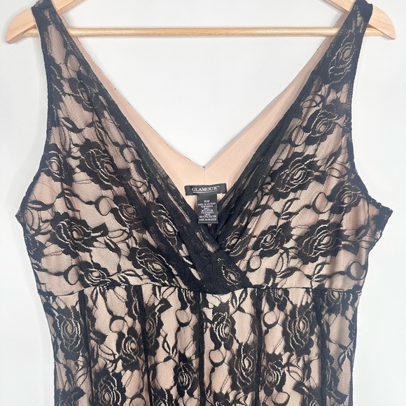 Fit and Flare Black/Tan Lace Overlay‎ Sleeveless Dress | 14W - Picture 3 of 10